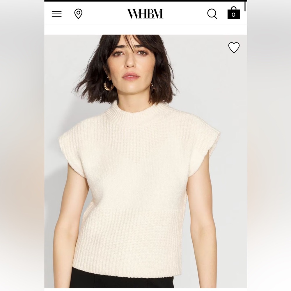 WHBM Cream Mock Neck Sweater Vest